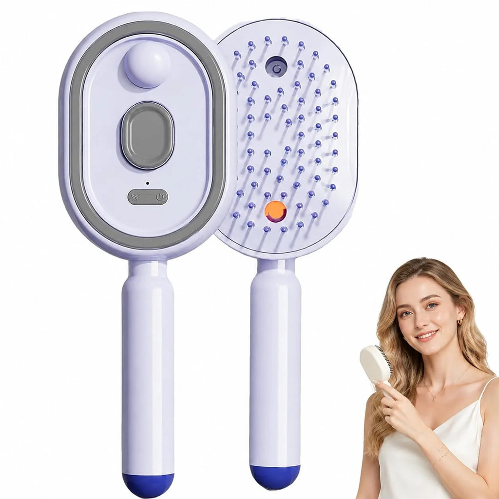 Electric Spray Air Cushion Massage Comb, Upgrade Air Cushion Brush with Self-Cleaning, Anti-Tangle, for Frizzy Hair & Scalp Care