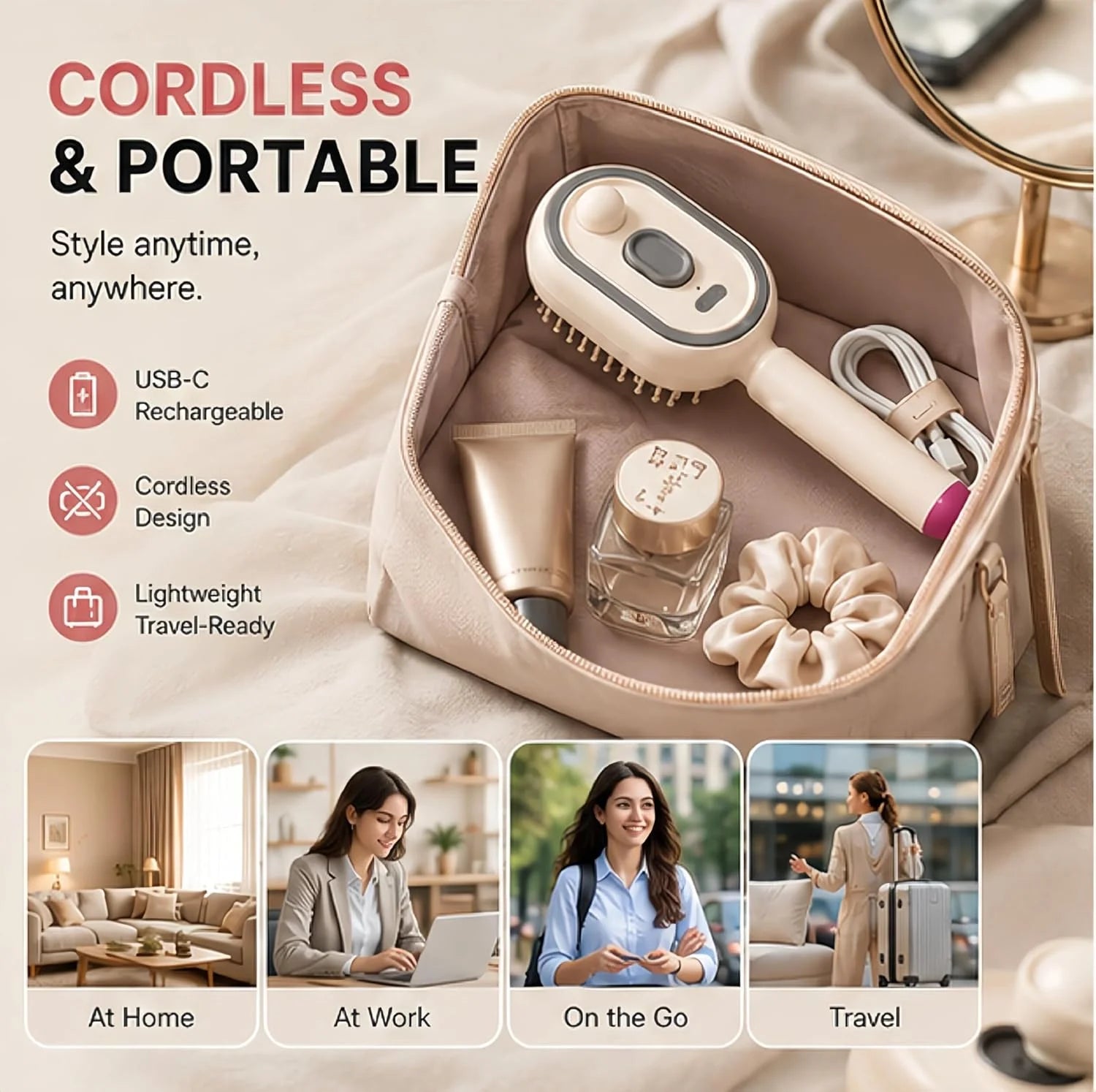 Electric Spray Air Cushion Massage Comb, Upgrade Air Cushion Brush with Self-Cleaning, Anti-Tangle, for Frizzy Hair & Scalp Care