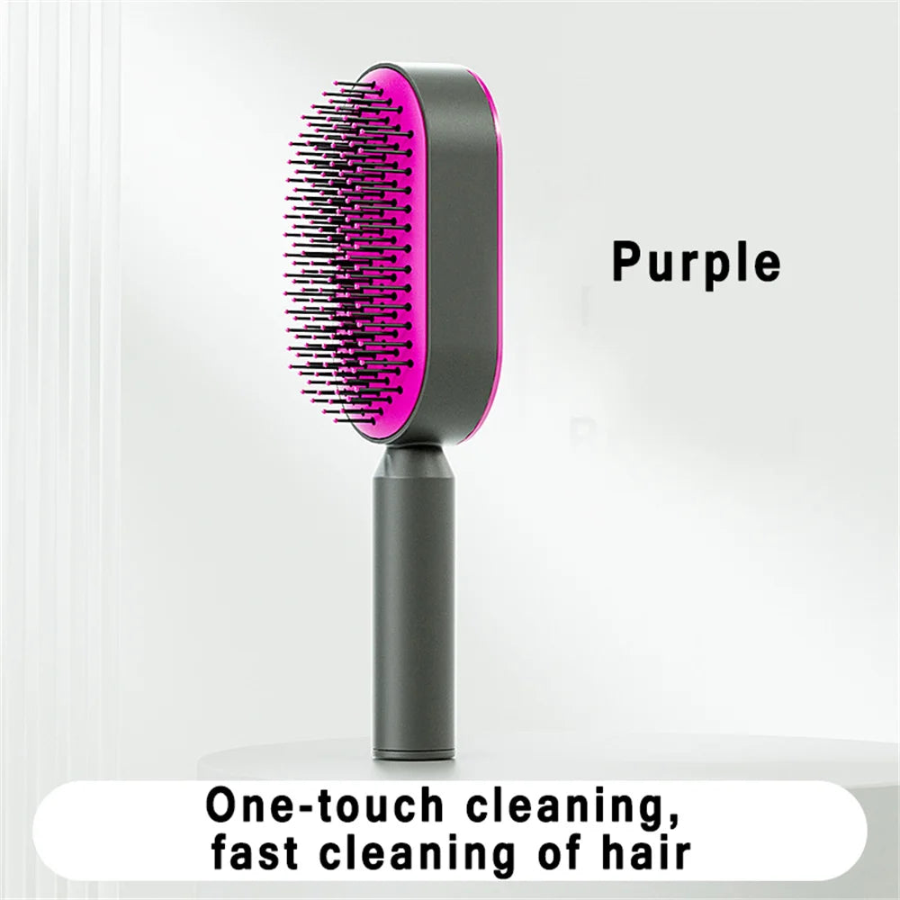 One-Key Quick Self Cleaning Hair Brush Women Massage Comb Hair Brush Air Cushion Detangling Scalp Massage Comb Styling Tools