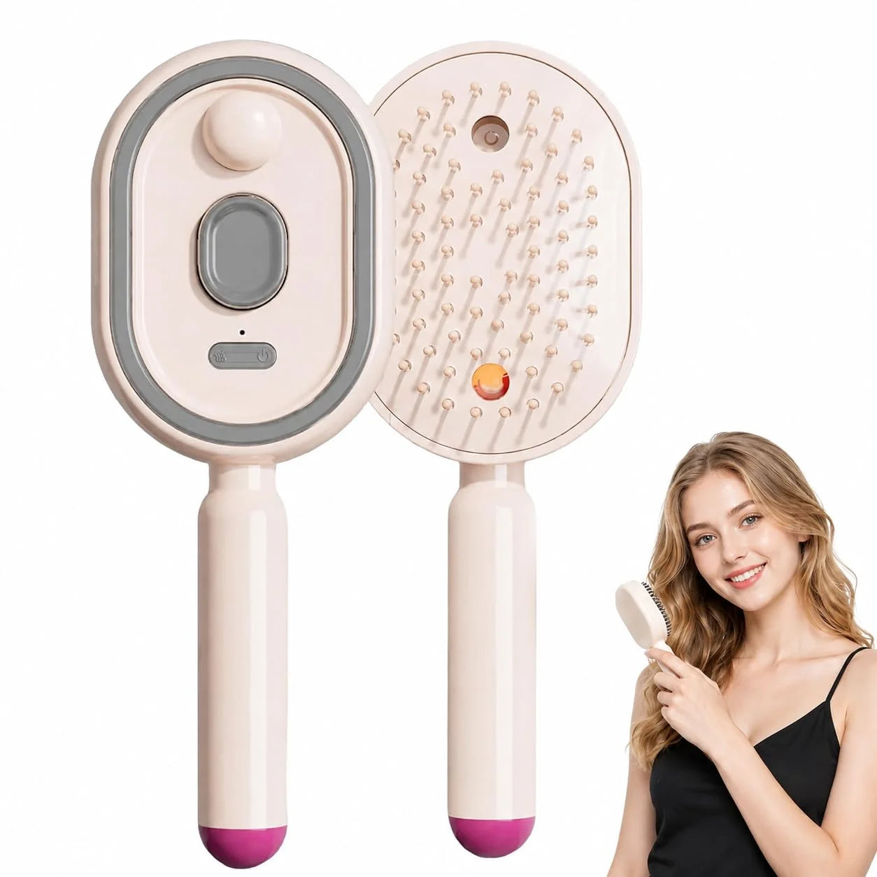 Electric Spray Air Cushion Massage Comb, Upgrade Air Cushion Brush with Self-Cleaning, Anti-Tangle, for Frizzy Hair & Scalp Care